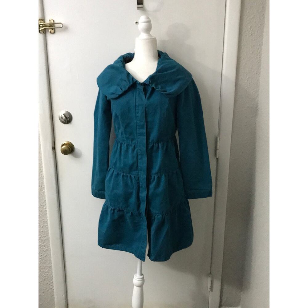 Xhilaration Teal Peacoat Trench Coat M Indie Vanguard Boho Coquette Girl Classic
